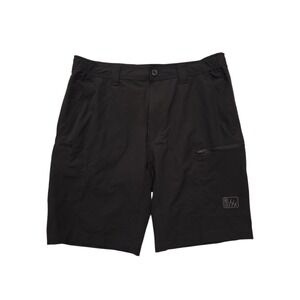 Fintech Mens M Black Stretch Cargo Shorts Elastic Waist Hiking Submariner